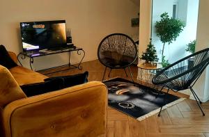 Televiisor ja/või meelelahutuskeskus majutusasutuses Ric Apartment Budva