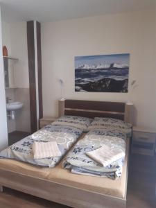 - un lit avec des serviettes dans l'établissement Apartments Lucky Jasna - Apartmánový Dom 188 Apartment Nr. 5, à Demänovská Dolina
