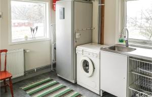 uma cozinha com uma máquina de lavar roupa e um lavatório em Cozy Home In Ramkvilla With Kitchen em Ramkvilla