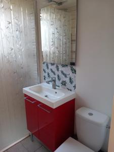 Koupelna v ubytování Petit chalet en bois
