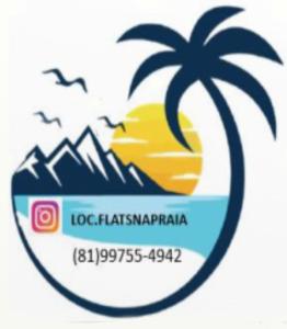 a logo for a resort with a palm tree and mountains at MANA BEACH EXPERIENCE/PORTO DE GALINHAS-PE in Porto De Galinhas