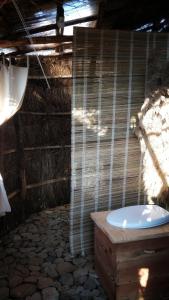 a bathroom with a bath tub and a shower at Imani Eco Sky Lodge Ngoc Chien in Nam San