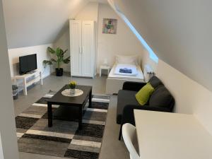 TV a/nebo společenská místnost v ubytování CityApartment Platinum mit Balkon bzw,Terrasse