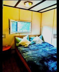Un pat sau paturi într-o cameră la Tiny Waldheim