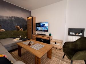Televízia a/alebo spoločenská miestnosť v ubytovaní Apartament Sielanka Jaworki
