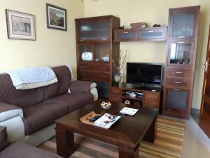 a living room with a couch and a tv at Berdullas in Vilagarcia de Arousa