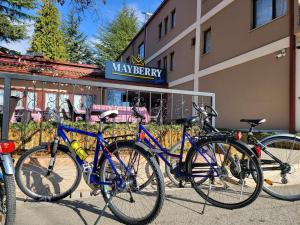 een groep fietsen geparkeerd voor een gebouw bij Mayberry Lake - Villa Medijapark in Pretor