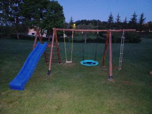 une aire de jeux avec un toboggan bleu et une échelle dans l'établissement Stara kuća, à Heki 43 autres photos