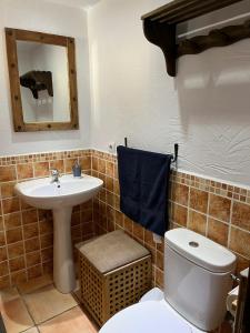 a bathroom with a toilet and a sink at Esencia de Arcos in Arcos de la Frontera