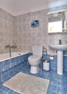 a bathroom with a toilet and a sink at VILLA ALEXANDROS in Naousa