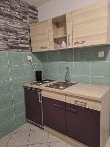 a kitchen with a sink and a counter top at Apartma B & O in Idrija
