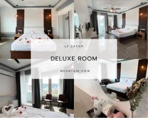 a collage of photos of a bedroom and a deluxe room at Le Cartier in Patong Beach