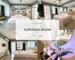 un collage di quattro foto di una camera d'albergo di Le Cartier a Patong Beach