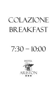 a sign that reads colombone break east and a sign that saysiction at Hotel Ariston in Livorno