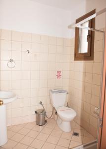 a bathroom with a toilet and a sink at Morfoula in Vatera