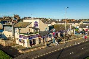 an overhead view of a town with a street at Sea View Luxury Apartment 3 bedrooms Free Parking - By Coast Apartments in Arbroath