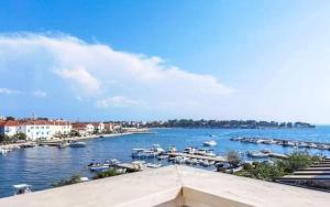 a view of a marina with boats in the water at Apartments Leo in Petrcane