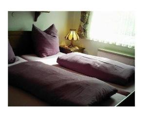 オーベルストドルフにあるSport-Alpin-Wohnung-1のベッドルーム1室(枕付きのベッド2台、窓付)