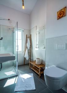 ハイリゲンハーフェンにあるWillem Waterkantのバスルーム(トイレ、シャワー、シンク付)
