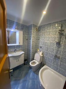 een badkamer met een toilet en een wastafel bij İstanbul Boğaz’ında, bahçeli, 5 katlı Villa-500m2 in Istanbul