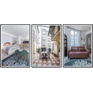 trois photos d'une chambre et d'un salon dans l'établissement Résidence Aristide Briand - Appartements en Centre Ville, à Vichy 37 autres photos