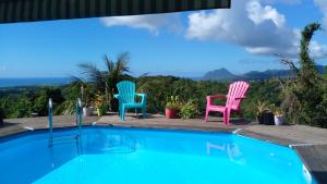 בריכת השחייה שנמצאת ב-Chambre chez l'habitant avec piscine privative et vue panoramique sur la mer des caraïbes או באזור