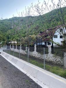 a chain link fence in front of a house at Ana Cabana, colt de rai: Aer, Munte, Apa 