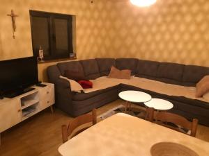 - un salon avec un canapé et une télévision dans l'établissement Mountain House Vinko, à Blidinje