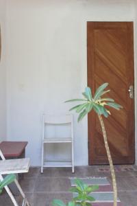 a room with a door and a chair and a plant at Recanto da Nara in Pipa