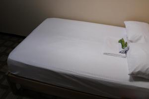 a white bed with white sheets and pillows at Hipilandia Amazonas Hostel in Leticia