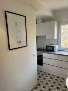 Kuchyň nebo kuchyňský kout v ubytování Móriczka Apartman