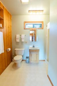 a bathroom with a toilet and a sink at Twin Peaks Guest Ranch in Salmon