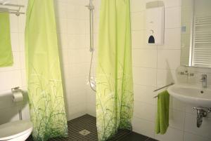 La salle de bains est pourvue d'une douche, de toilettes et d'un lavabo. dans l'établissement Bella Natura, à Loffenau