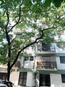 un edificio blanco con un árbol delante en Hermoso y confortable departamento en Palermo en Buenos Aires