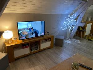 Televízia a/alebo spoločenská miestnosť v ubytovaní Loft avec jardin