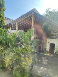 a house with palm trees in front of it at Casa Bony in Montañita