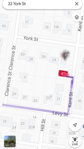 a screenshot of a google map with a red marker at Garden studio in Glenbrook