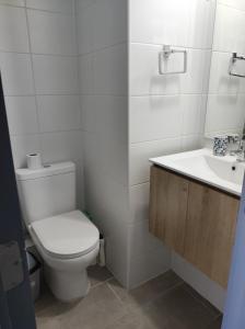 łazienka z toaletą i umywalką w obiekcie Departamento arriendo diario w mieście Santiago