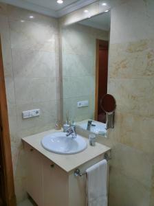 ein Bad mit einem Waschbecken und einem Spiegel in der Unterkunft Apartamento Pontevedra centro HOMYHOME II in Pontevedra