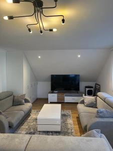 TV a/nebo společenská místnost v ubytování Ferienwohnung Alpina