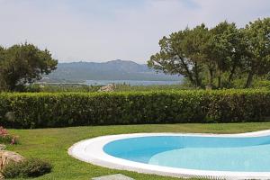 a swimming pool in the grass next to a garden at Sa Pedra House by Wonderful Italy in Porto Rotondo