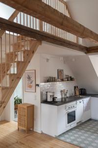 Kuchyň nebo kuchyňský kout v ubytování Altbau Appartement - klein aber oho