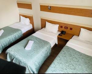 ein Hotelzimmer mit 2 Betten und ein Zimmer mit 2 Betten in der Unterkunft Hotel Oz Villa in Istanbul