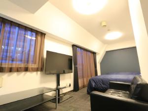 TV a/nebo společenská místnost v ubytování HOTEL LiVEMAX BUDGET Shinbashi
