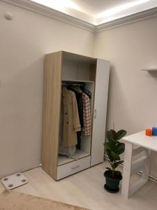 a wardrobe in a corner of a room at kadıköy modada denize yakın oda in Istanbul