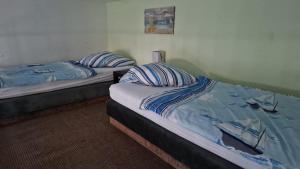 2 Betten in einem Zimmer mit in der Unterkunft Das Ferienhaus am Ostseestrand in Gager