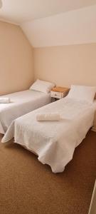 two beds sitting next to each other in a bedroom at Mirador de Philippi in Puerto Varas