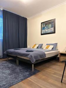 a bedroom with a large bed in a room at City centre stylish apartament with private backyard in Sofia