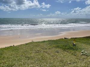 une personne debout sur une plage près de l'océan dans l'établissement Beach Suites Villa Drisana, à Barra de Camaratuba