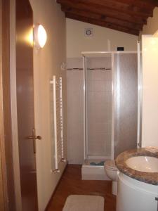 ein Bad mit einer Dusche, einem WC und einem Waschbecken in der Unterkunft Bed&Breakfast Pianeta Benessere in Pistoia